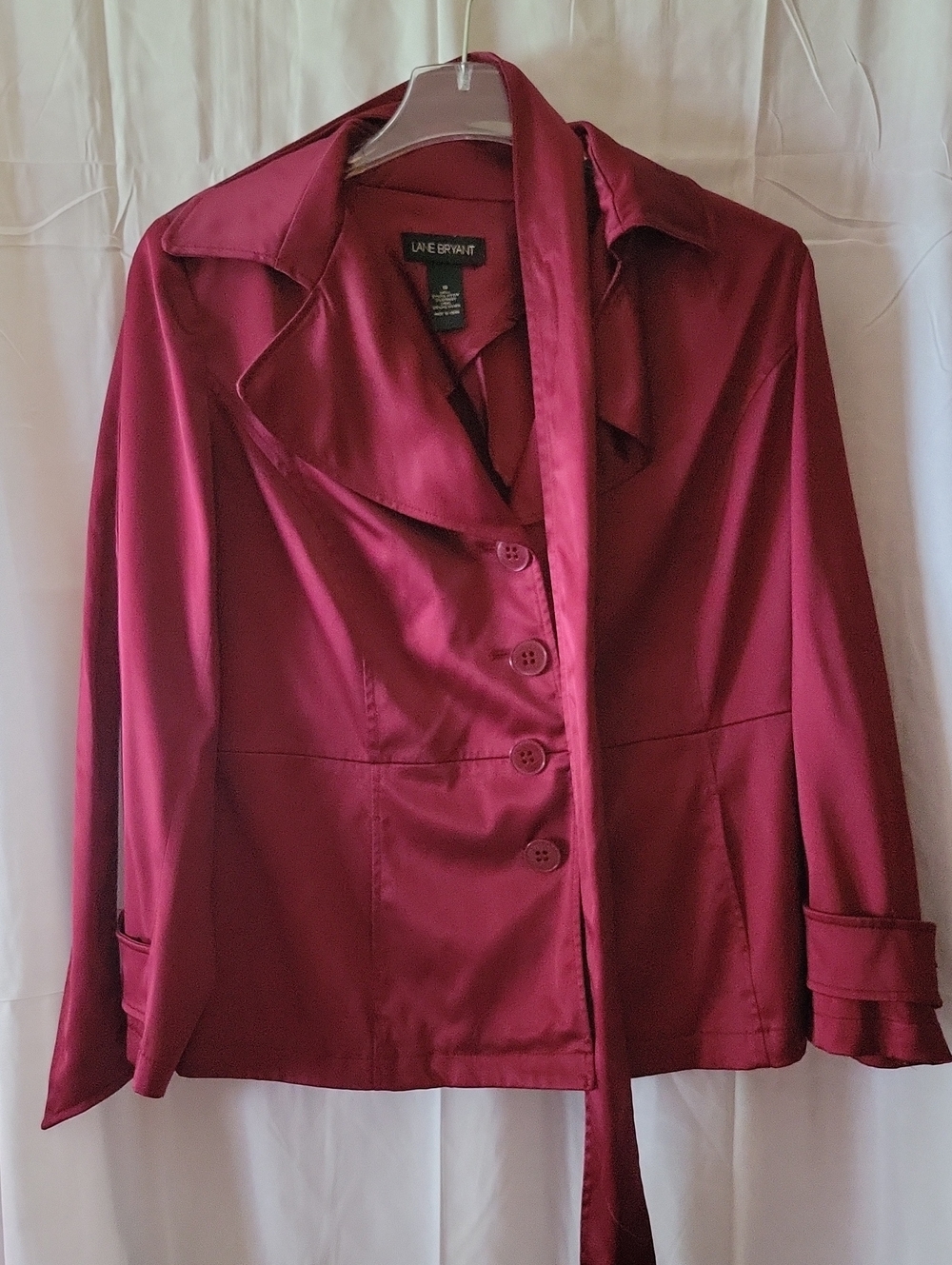 Lane Bryant Deep Burgundy Satin Button-Front Blazer